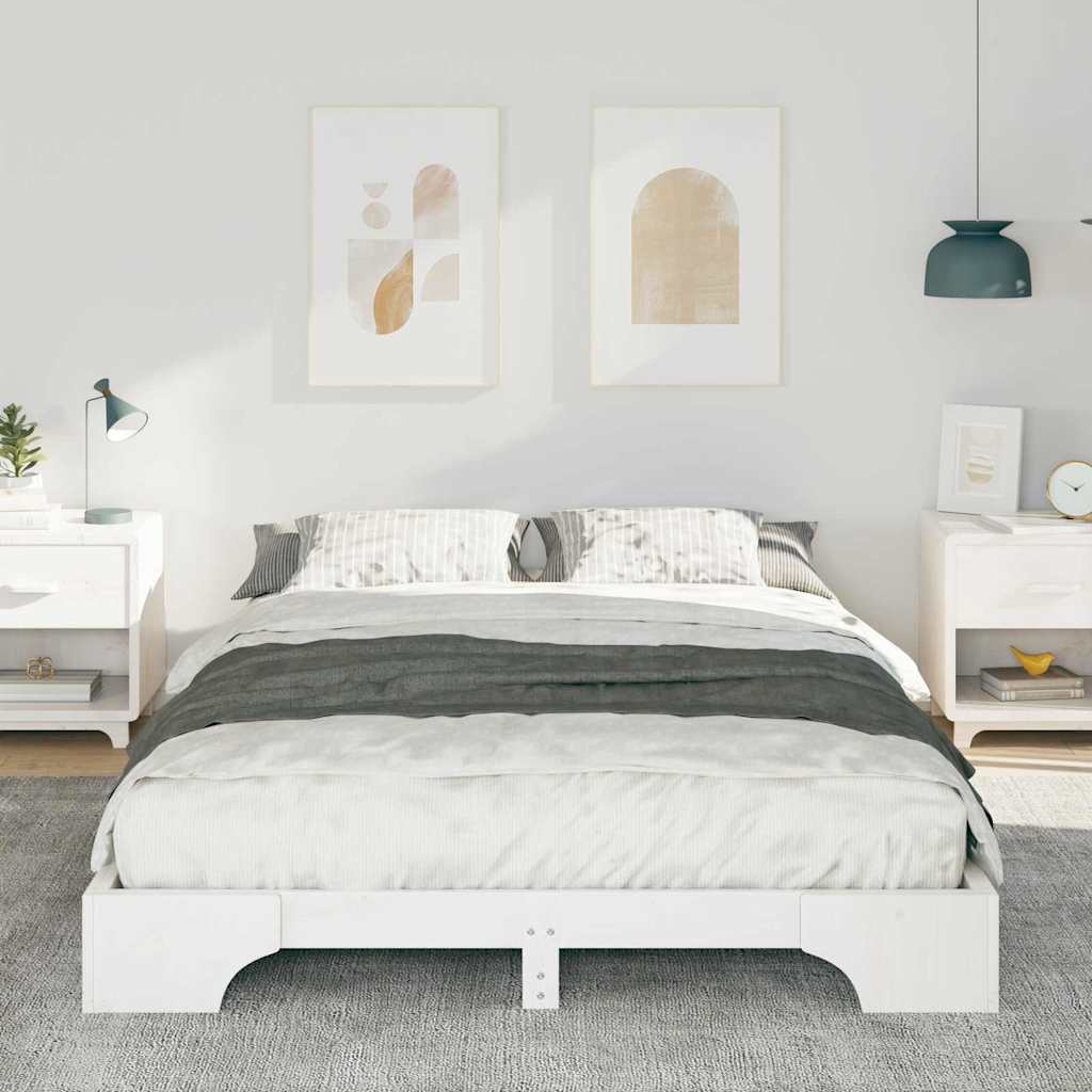 Cadre de lit Blanc 140 x 220 cm Pin massif - XIOS