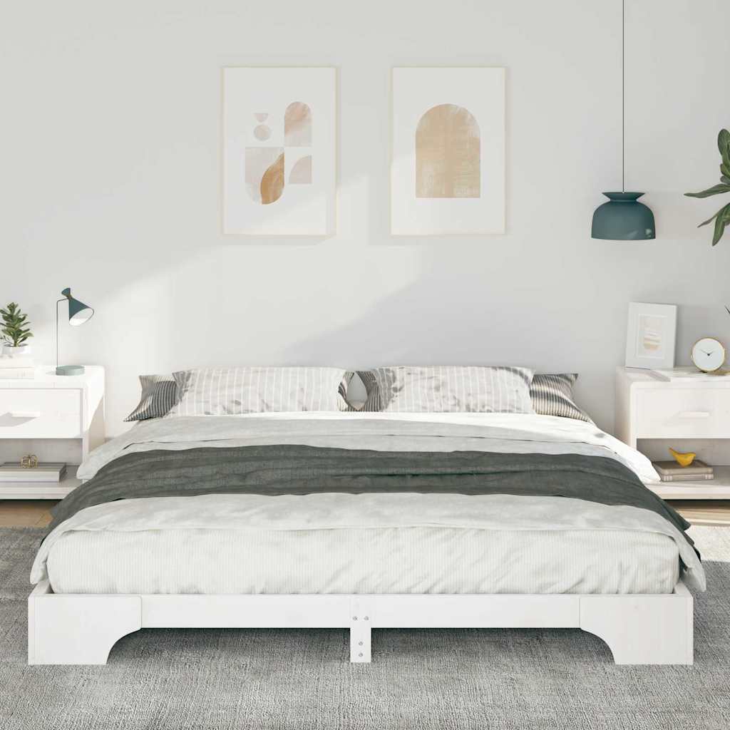 Cadre de lit Blanc 200 x 220 cm Pin massif - XIOS