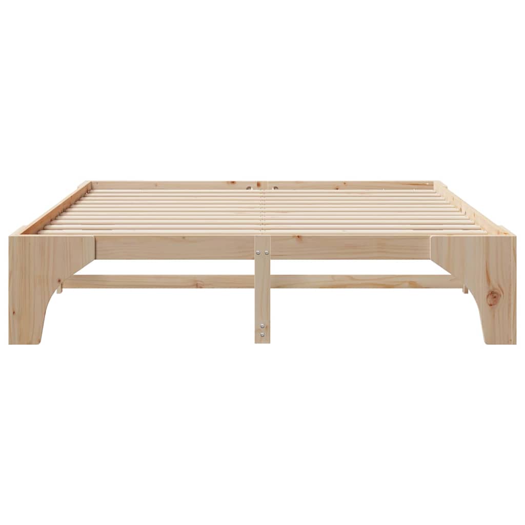 Cadre de lit surélevé Marron 200 x 200 cm Bois massif en pin - XIOS