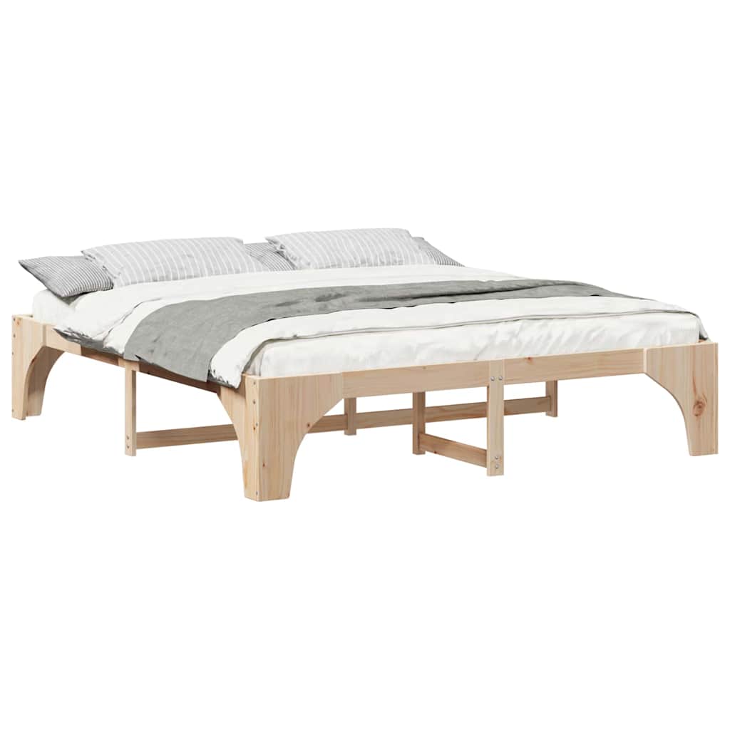 Cadre de lit surélevé Marron 200 x 200 cm Bois massif en pin - XIOS