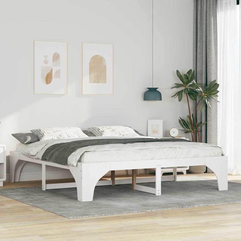 Cadre de lit Blanc 200 x 200 cm Pin massif - XIOS