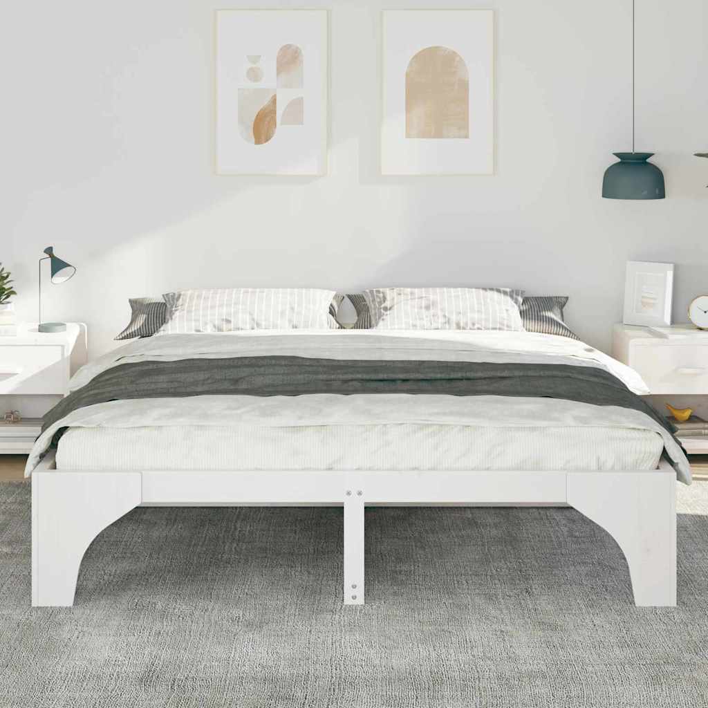 Cadre de lit Blanc 200 x 200 cm Pin massif - XIOS