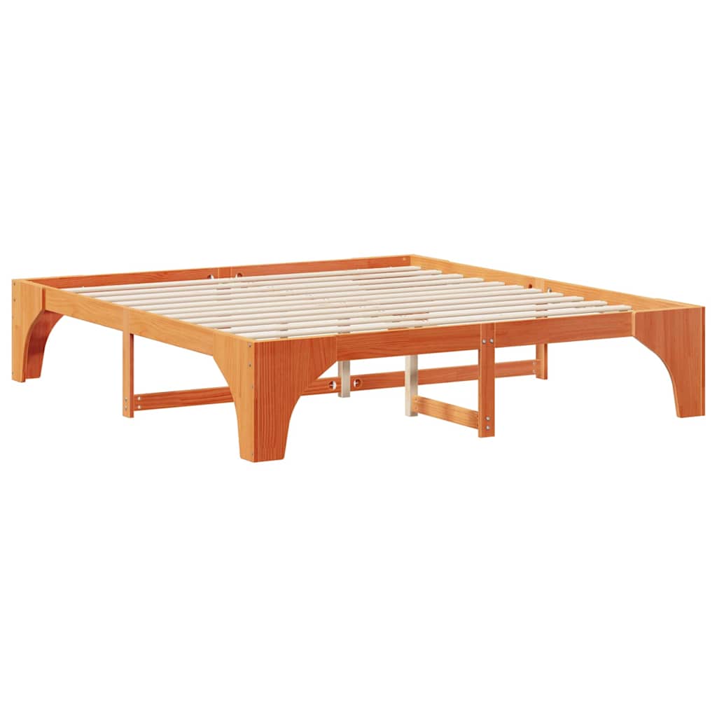 Cadre de lit surélevé Marron 200 x 200 cm Bois massif en pin - XIOS