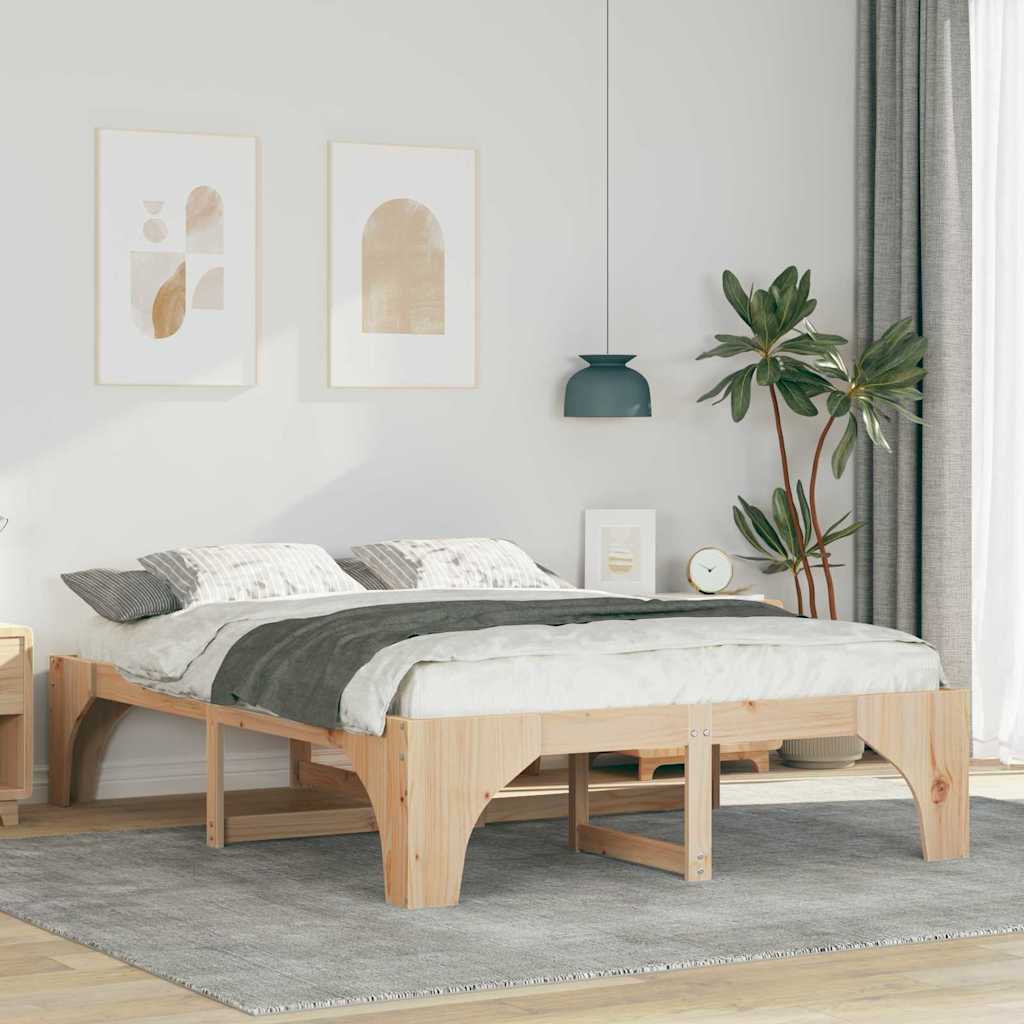 Cadre de lit Marron 150 x 200 cm Pin massif - XIOS