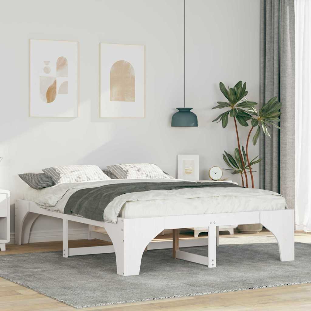 Cadre de lit Blanc 140 x 200 cm Pin massif - XIOS
