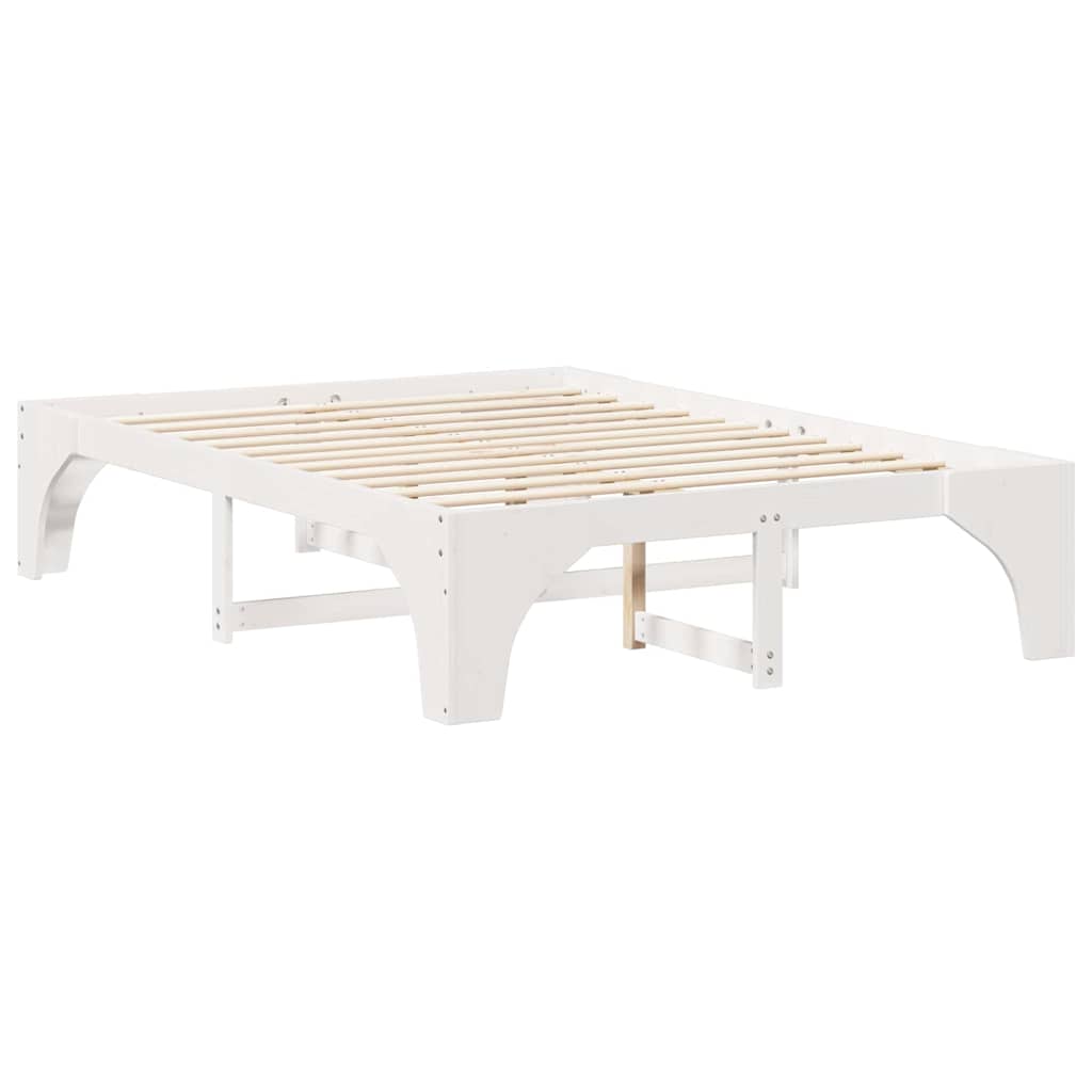 Cadre de lit surélevé Blanc 140 x 200 cm Bois massif en pin - XIOS