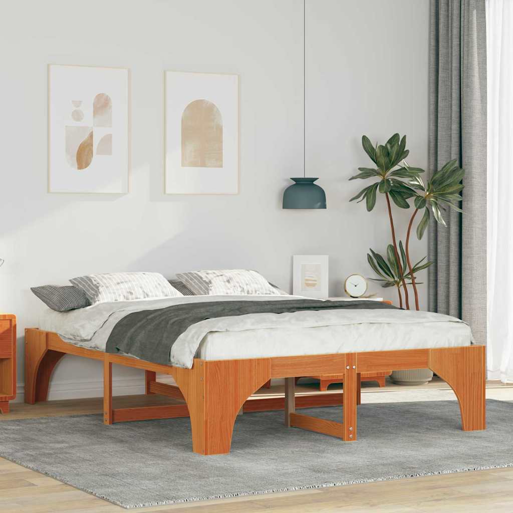 Cadre de lit Marron 140 x 200 cm Pin massif - XIOS