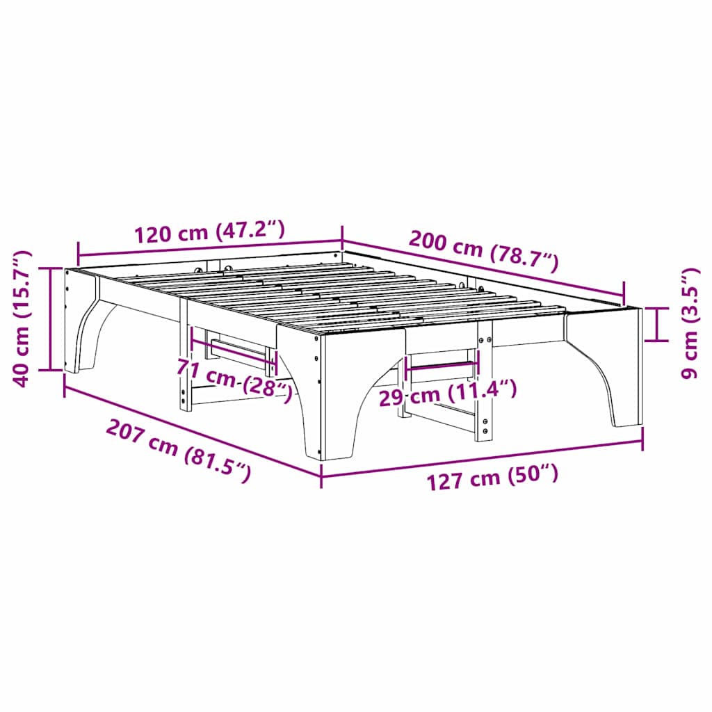 Cadre de lit surélevé Blanc 120 x 200 cm Bois massif en pin - XIOS