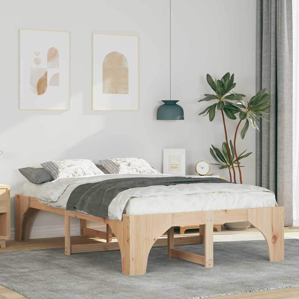 Cadre de lit Marron 135 x 190 cm Pin massif - XIOS