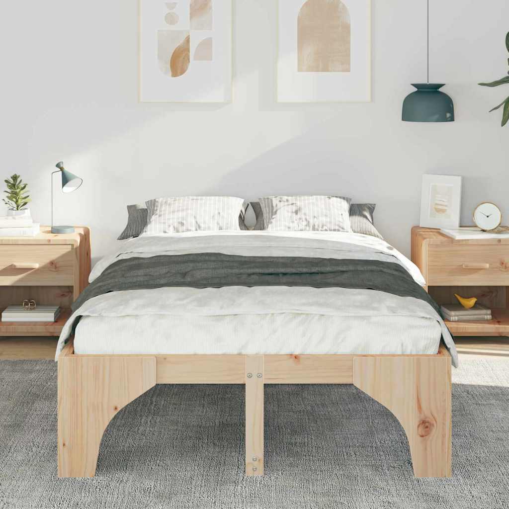 Cadre de lit Marron 135 x 190 cm Pin massif - XIOS