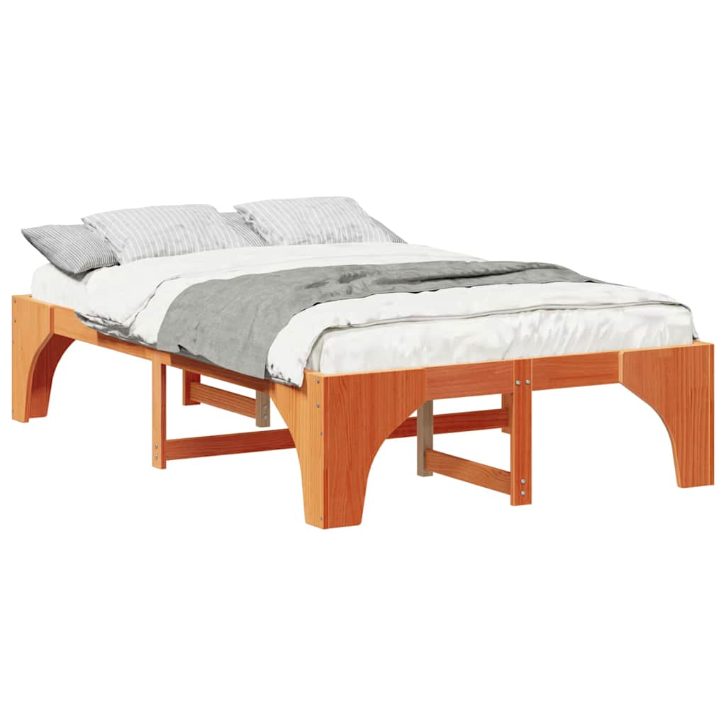 Cadre de lit surélevé Marron 135 x 190 cm Bois de pin - XIOS