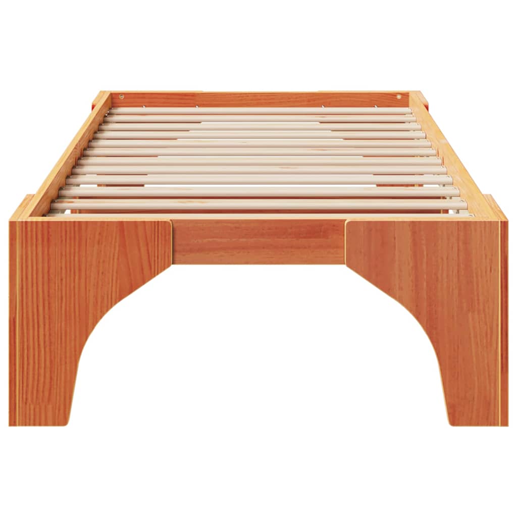 Cadre de lit surélevé Marron 100 x 200 cm Bois massif en pin - XIOS