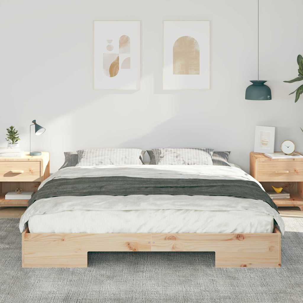 Cadre de lit surélevé Marron 200 x 200 cm Bois massif en pin - XIOS