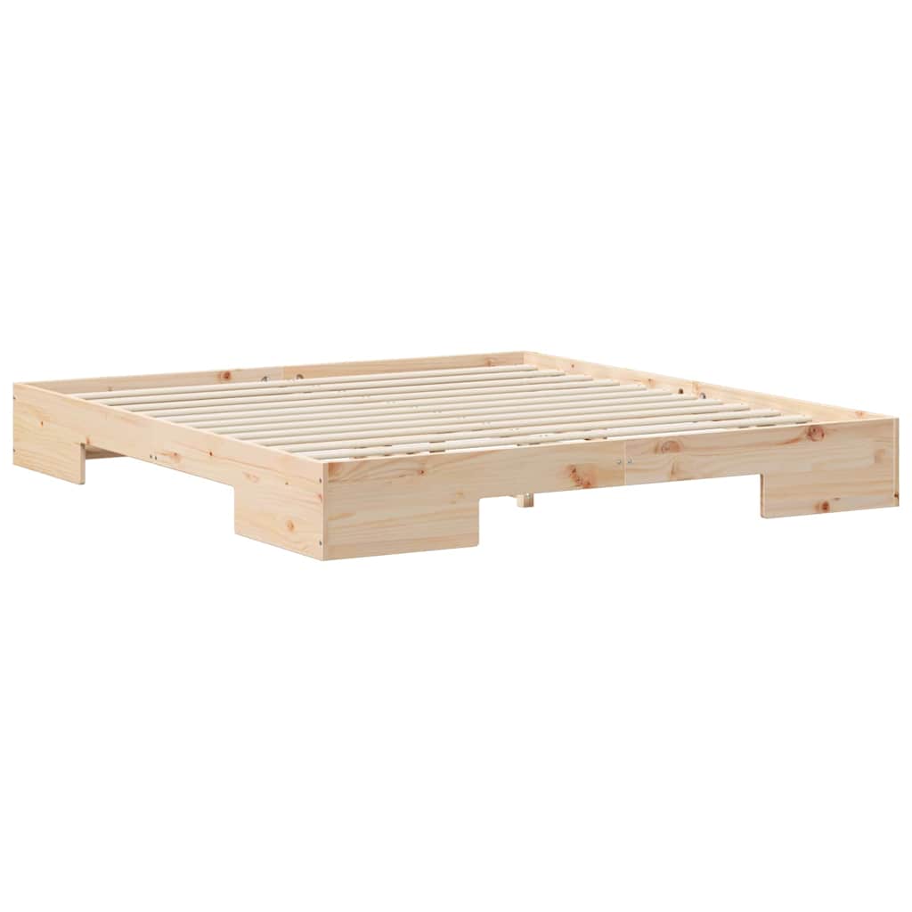 Cadre de lit surélevé Marron 200 x 200 cm Bois massif en pin - XIOS