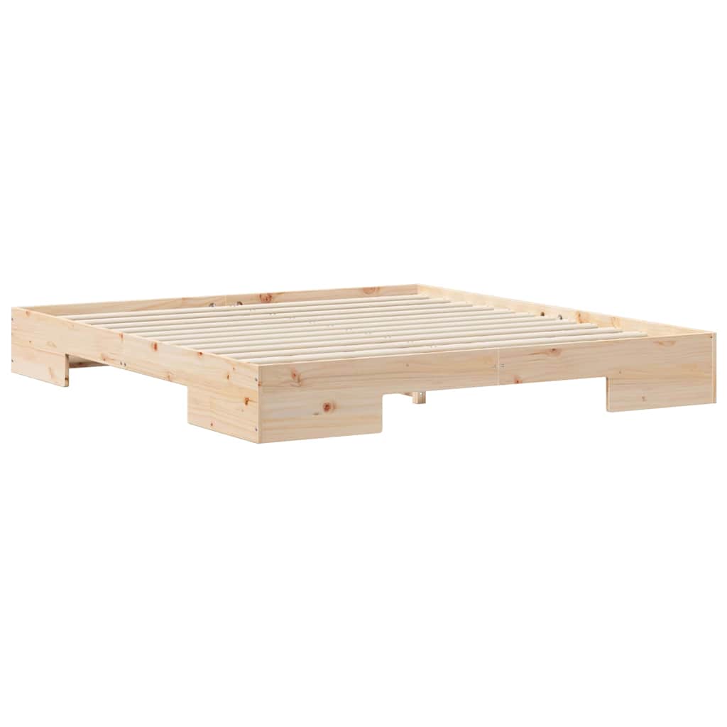 Cadre de lit surélevé Marron 200 x 200 cm Bois massif en pin - XIOS
