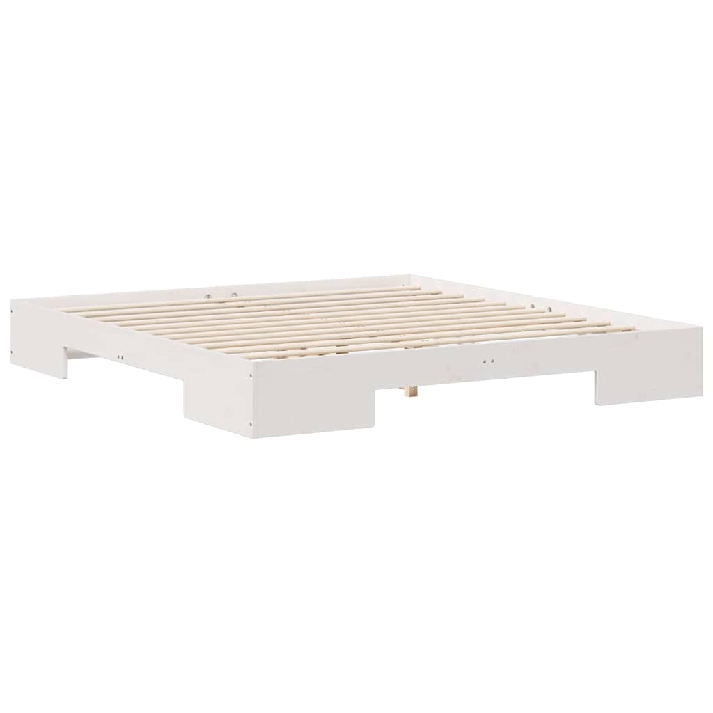 Cadre de lit surélevé Blanc 200 x 200 cm Bois massif en pin - XIOS