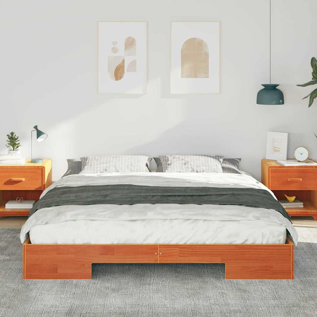 Cadre de lit surélevé Marron 200 x 200 cm Bois massif en pin - XIOS