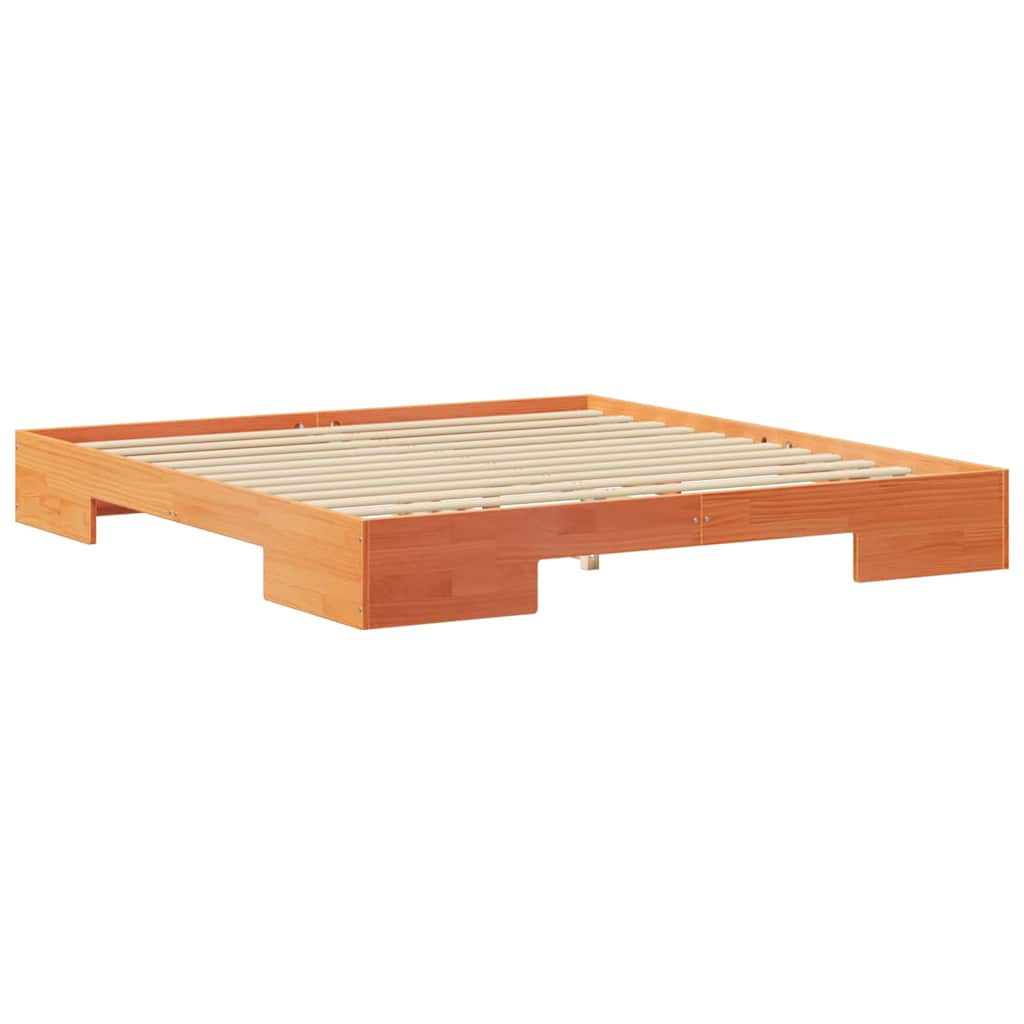 Cadre de lit surélevé Marron 200 x 200 cm Bois massif en pin - XIOS