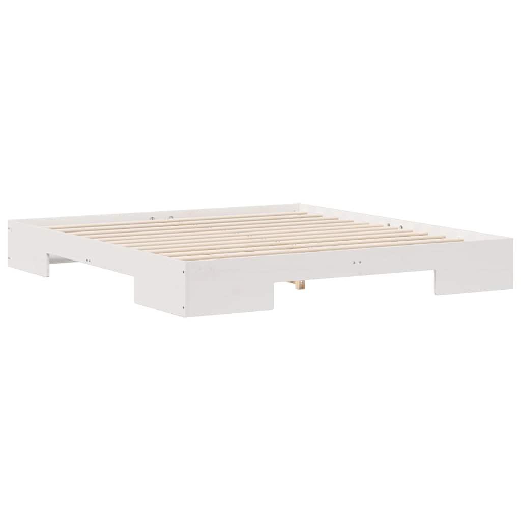 Cadre de lit surélevé Blanc 180 x 200 cm Bois massif en pin - XIOS