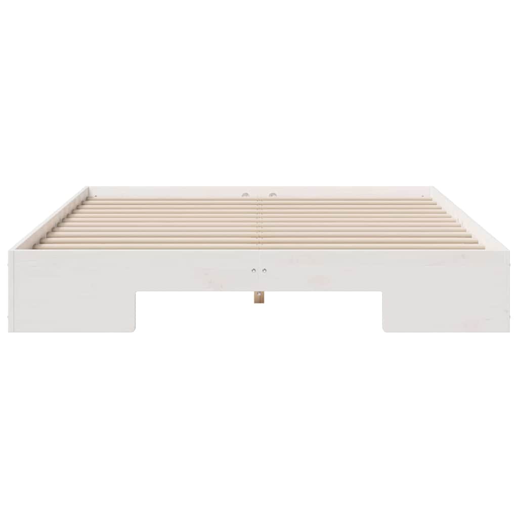 Cadre de lit surélevé Blanc 150 x 200 cm Bois massif en pin - XIOS