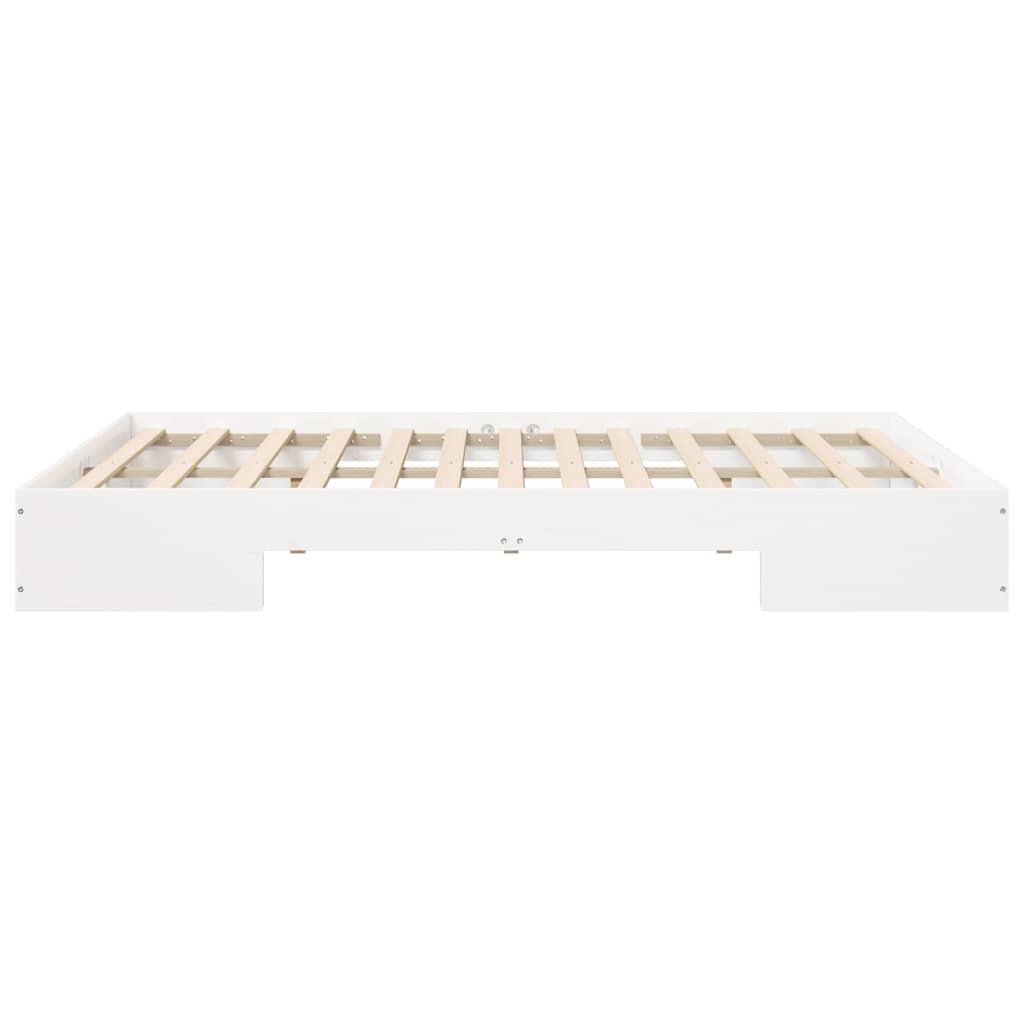 Cadre de lit surélevé Blanc 140 x 200 cm Bois massif en pin - XIOS