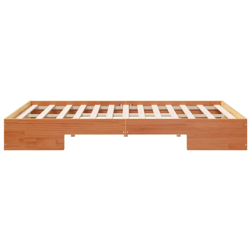 Cadre de lit surélevé Marron 120 x 200 cm Bois massif en pin - XIOS