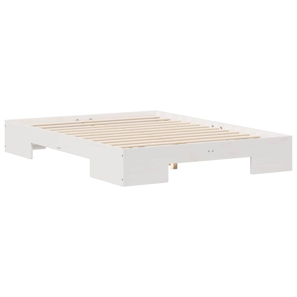 Cadre de lit surélevé Blanc 140 x 190 cm Bois massif en pin - XIOS