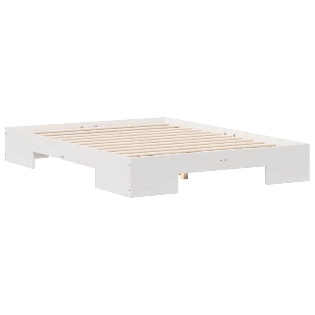 Cadre de lit surélevé Blanc 140 x 190 cm Bois massif en pin - XIOS