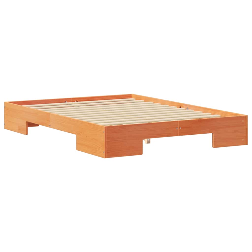Cadre de lit surélevé Marron 135 x 190 cm Bois massif en pin - XIOS