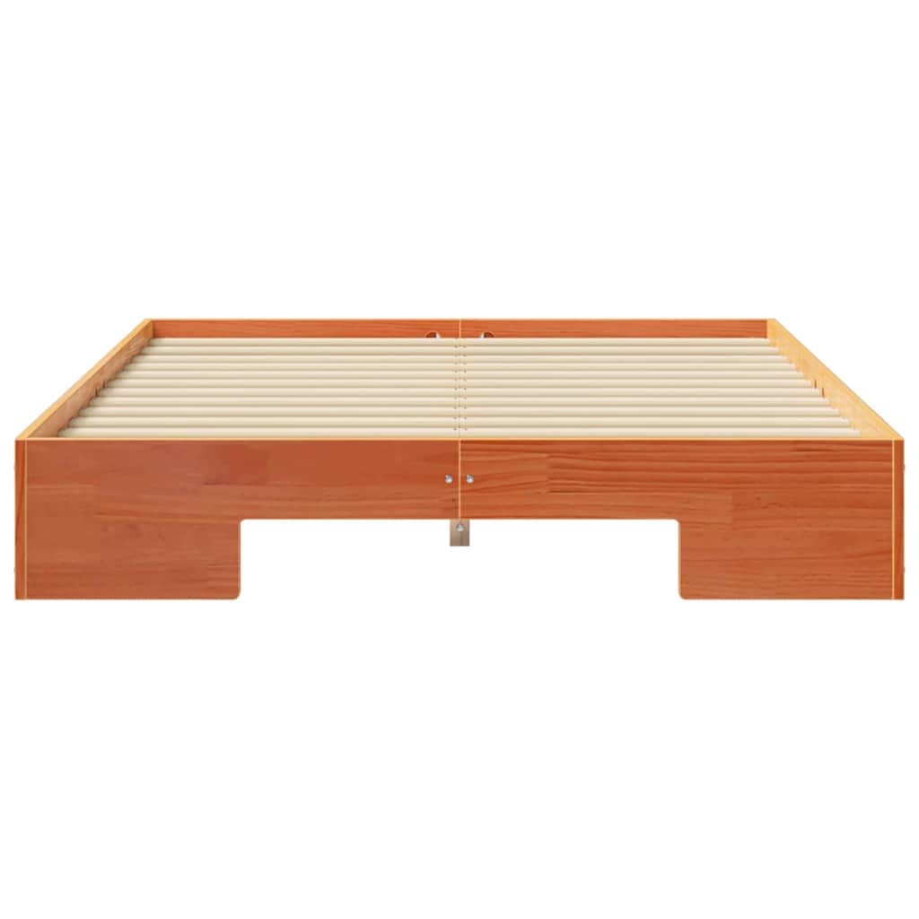 Cadre de lit surélevé Marron 135 x 190 cm Bois massif en pin - XIOS