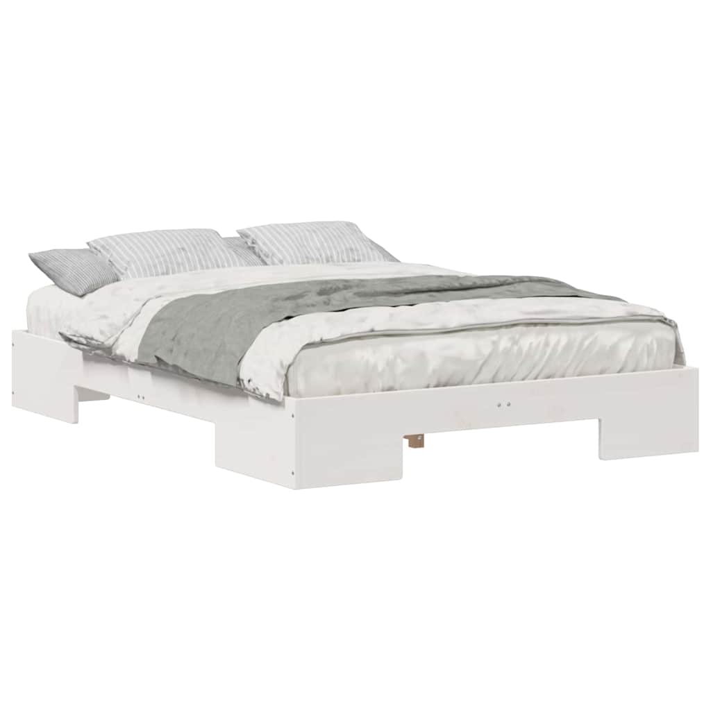 Cadre de lit surélevé Blanc 120 x 190 cm Bois massif en pin - XIOS