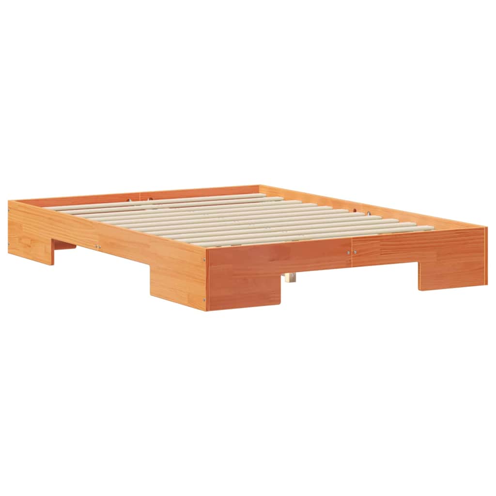 Cadre de lit surélevé Marron 120 x 190 cm Bois massif en pin - XIOS