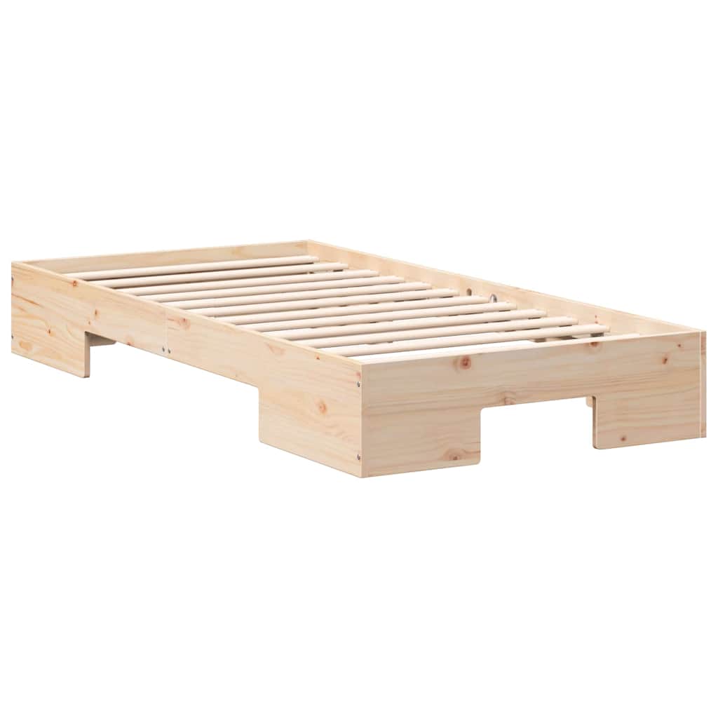 Cadre de lit surélevé Marron 90 x 200 cm Bois massif en pin - XIOS