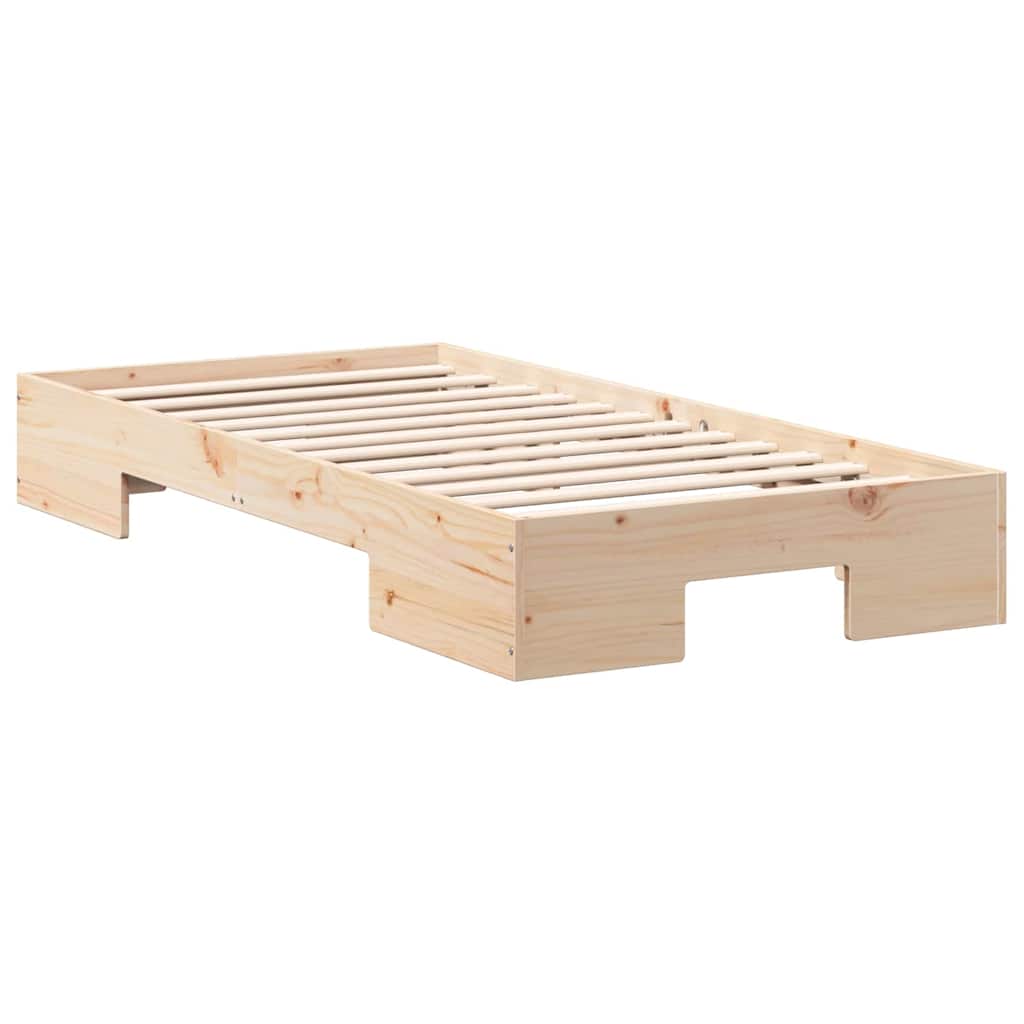 Cadre de lit surélevé Marron 90 x 200 cm Bois massif en pin - XIOS