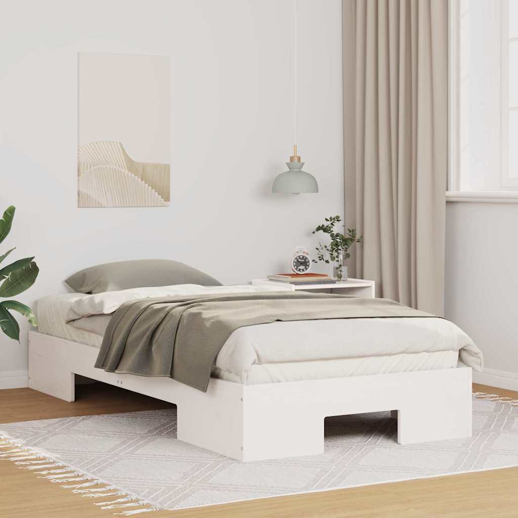 Cadre de lit surélevé Blanc 80 x 200 cm Bois massif en pin - XIOS