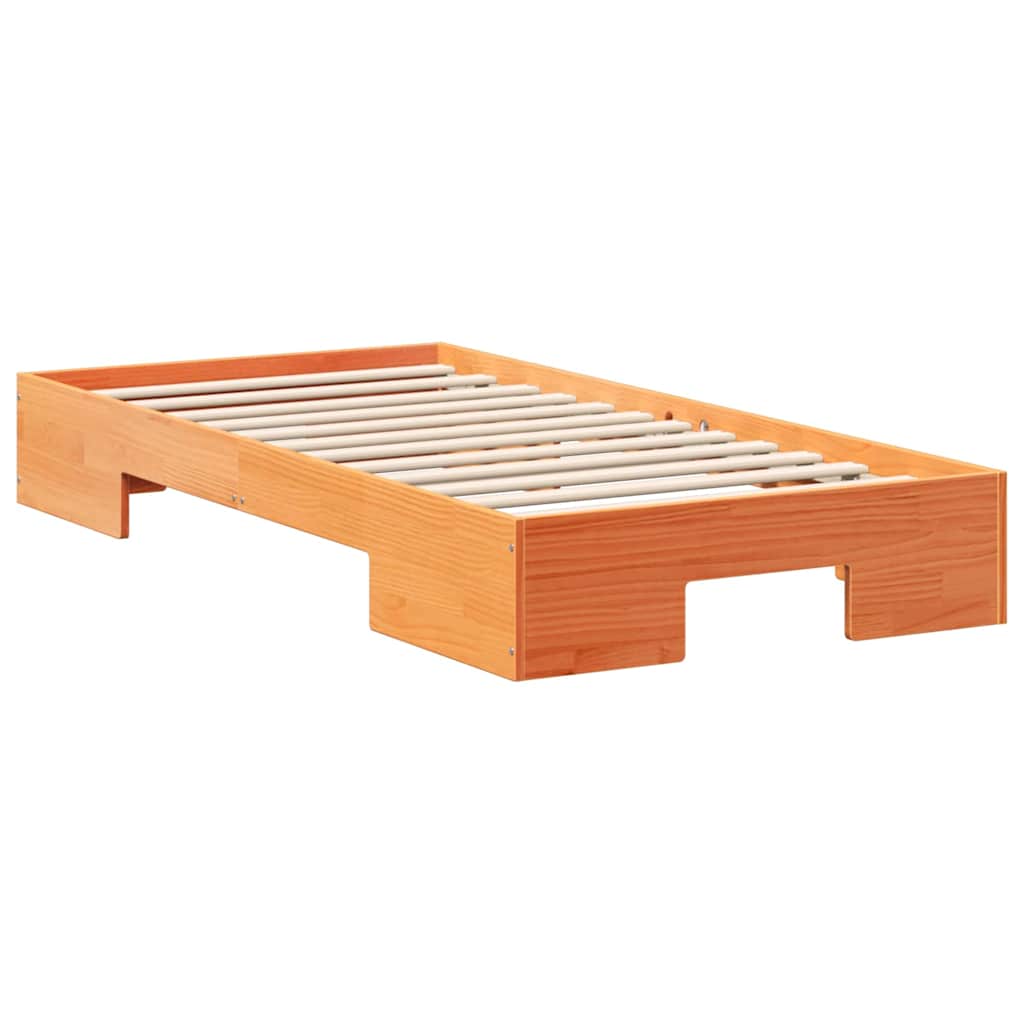 Cadre de lit surélevé Marron 80 x 200 cm Bois massif en pin - XIOS