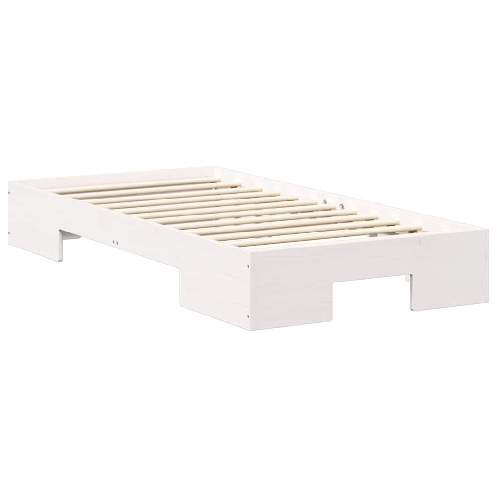 Cadre de lit surélevé Blanc 90 x 190 cm Bois massif en pin - XIOS