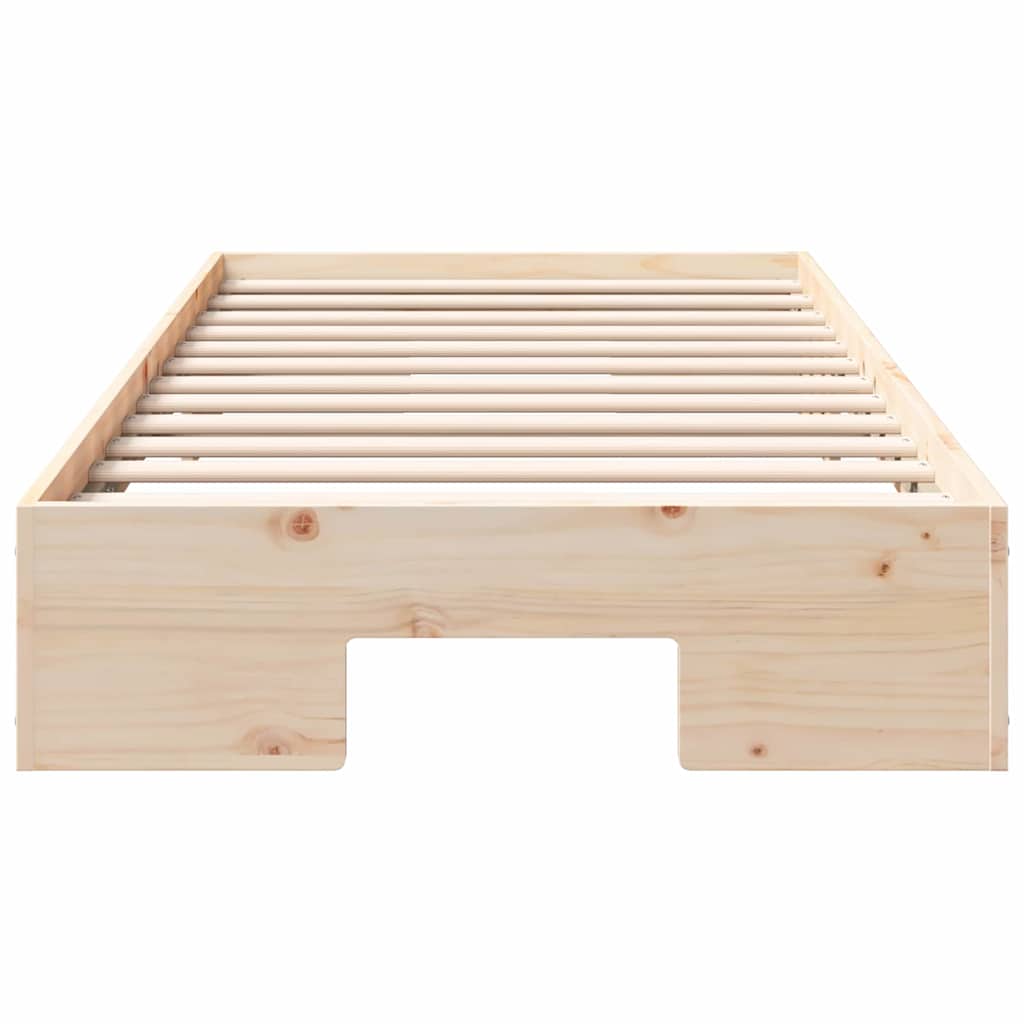 Cadre de lit surélevé Marron 75 x 190 cm Bois massif en pin - XIOS