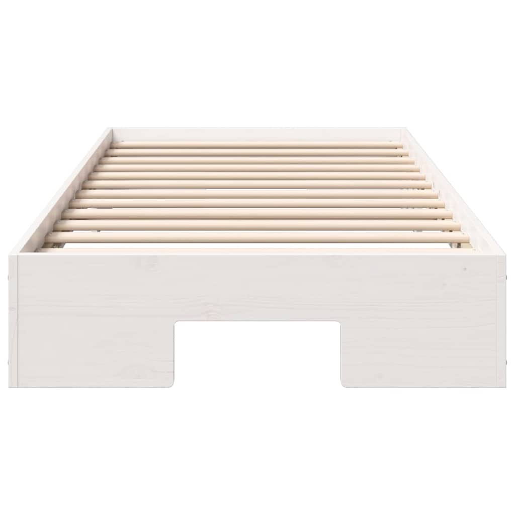 Cadre de lit surélevé Blanc 75 x 190 cm Bois massif en pin - XIOS