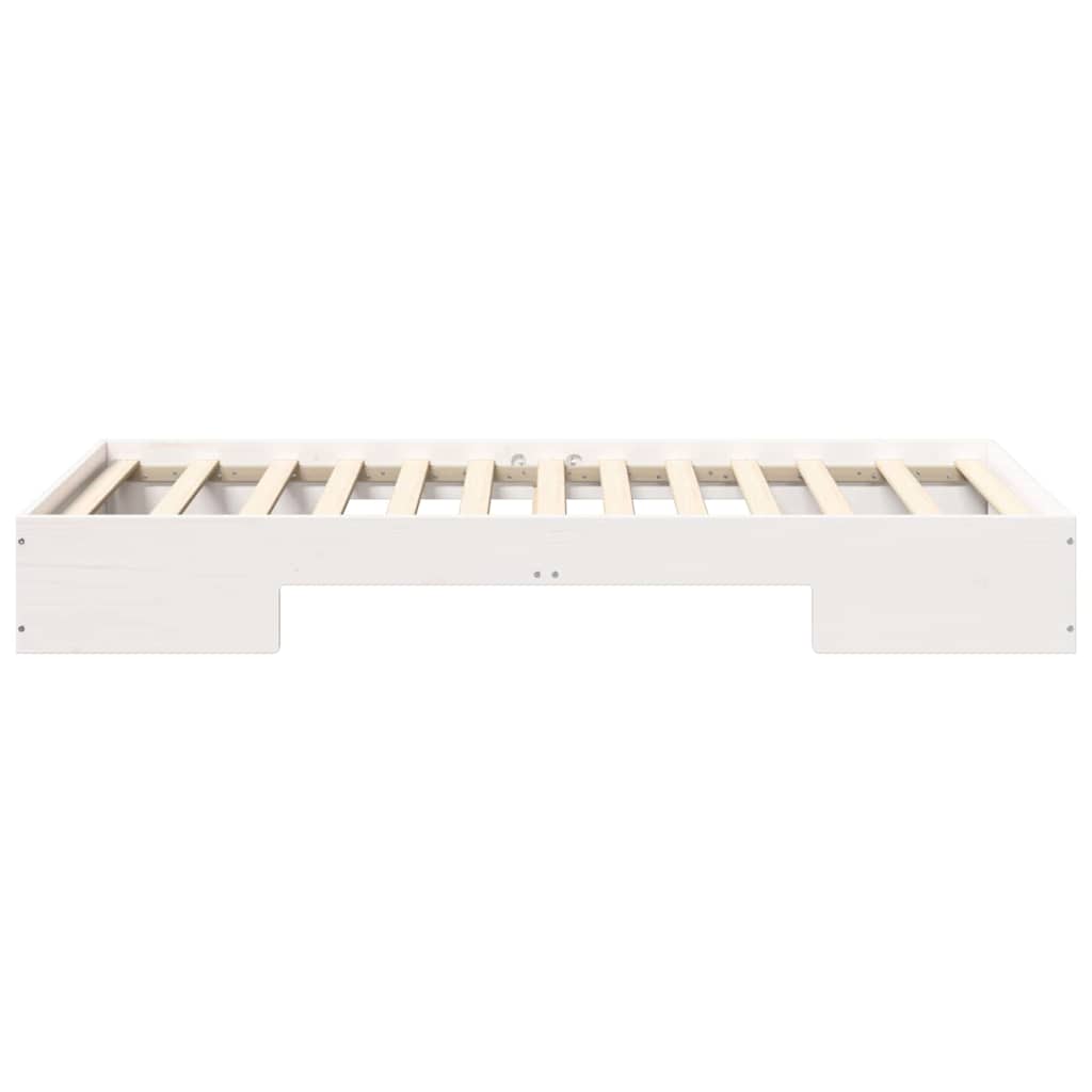 Cadre de lit surélevé Blanc 75 x 190 cm Bois massif en pin - XIOS