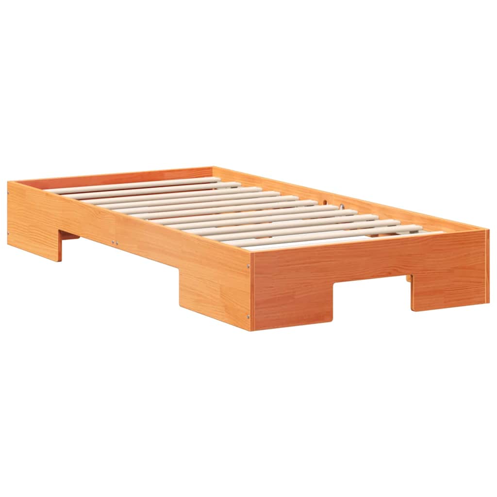 Cadre de lit surélevé Marron 75 x 190 cm Bois massif en pin - XIOS