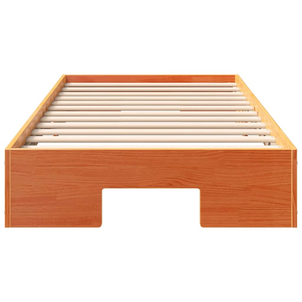 Cadre de lit surélevé Marron 75 x 190 cm Bois massif en pin - XIOS