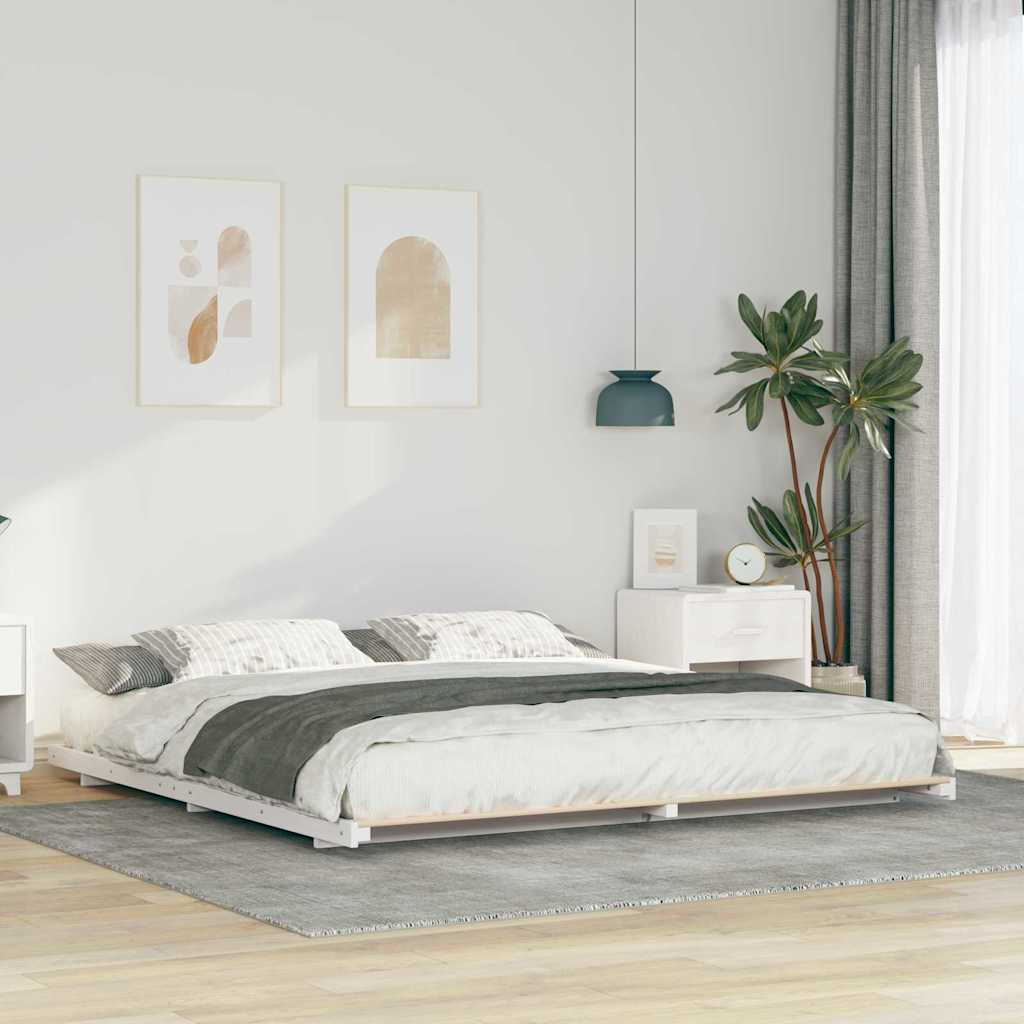 Cadre de lit Blanc 200 x 200 cm Pin massif - XIOS