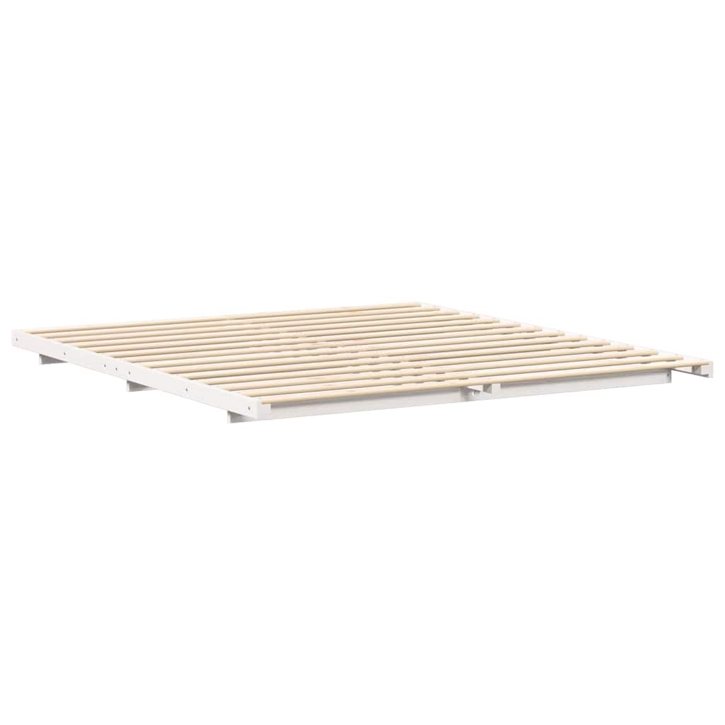 Cadre de lit Blanc 200 x 200 cm Pin massif - XIOS