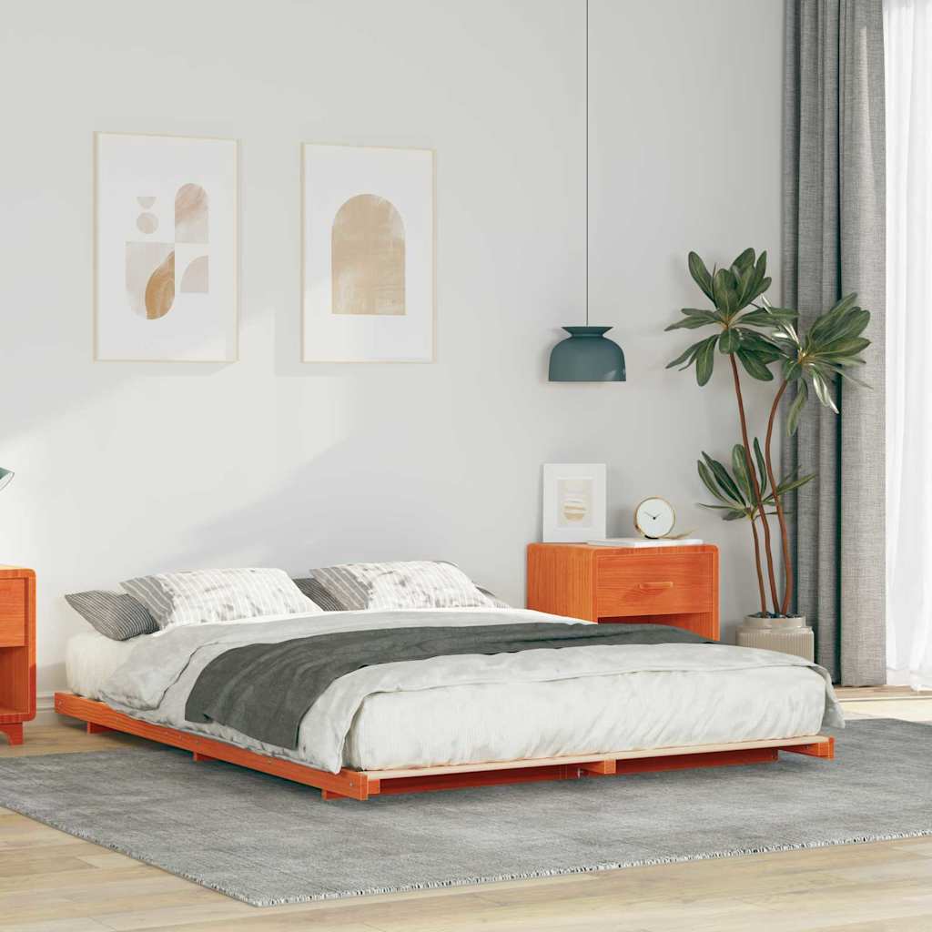 Cadre de lit Brun cire 150 x 200 cm Pin massif - XIOS