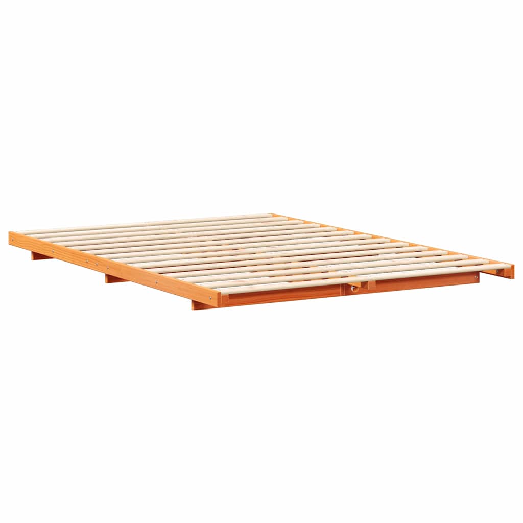 Cadre de lit Brun cire 150 x 200 cm Pin massif - XIOS