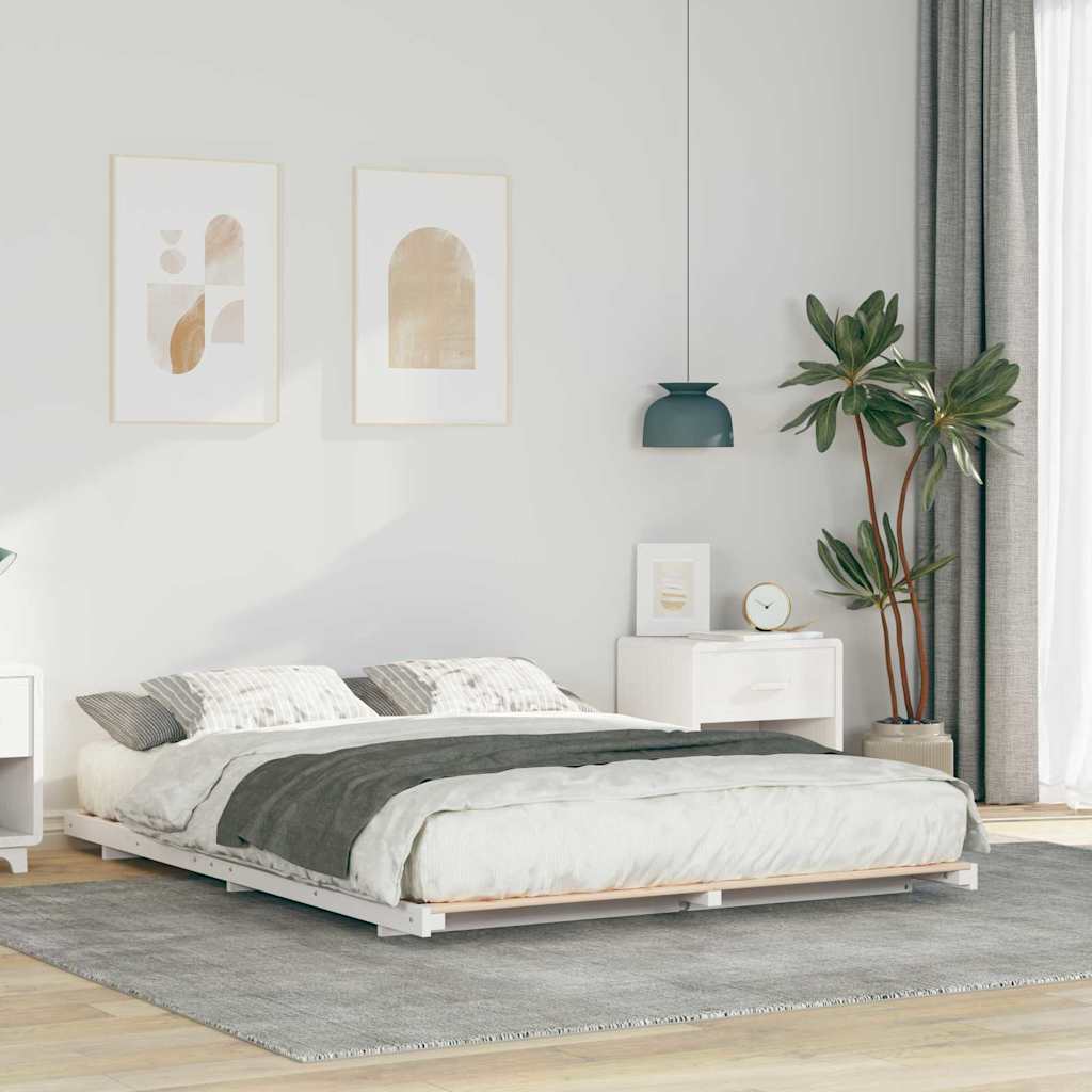 Cadre de lit Blanc 140 x 200 cm Pin massif - XIOS