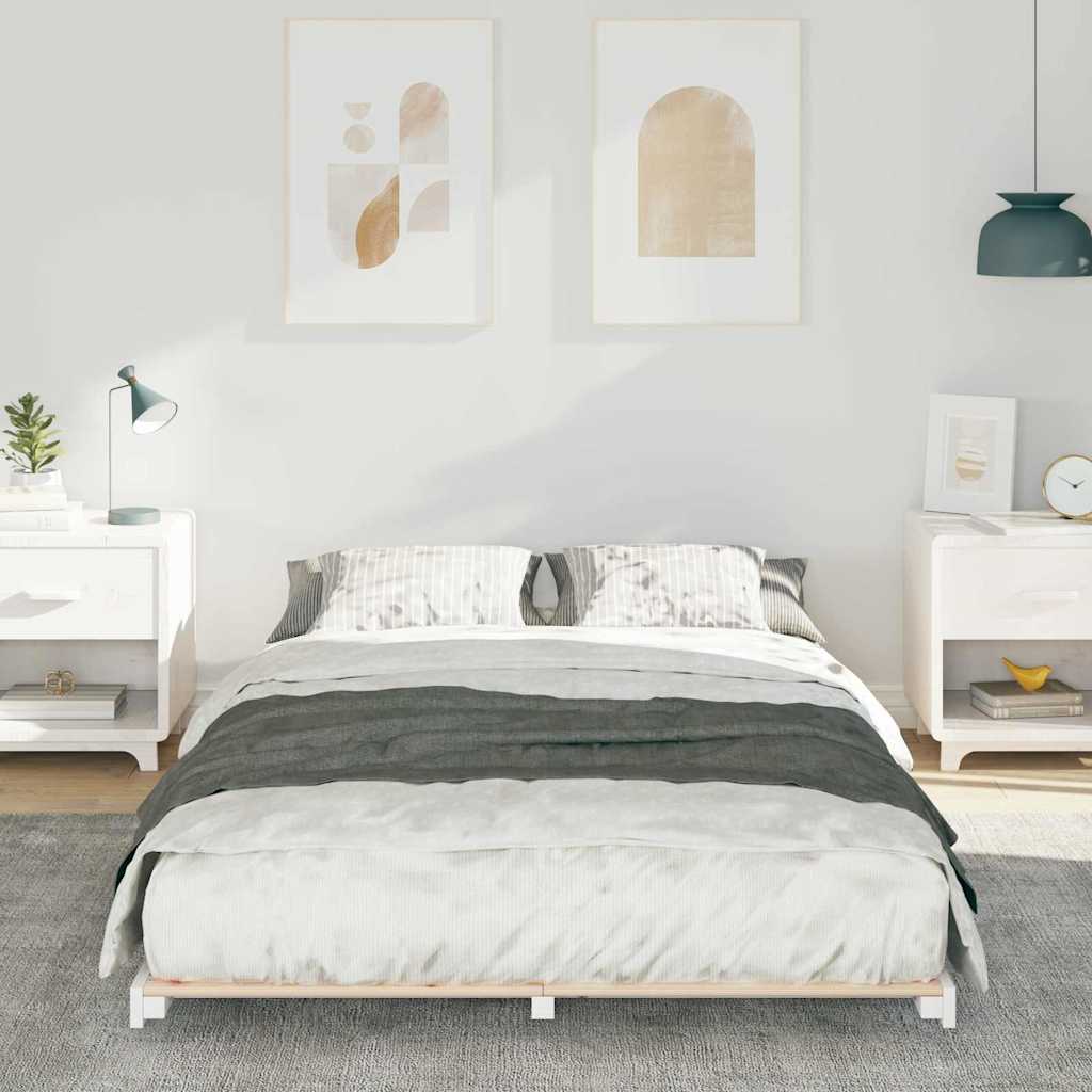 Cadre de lit Blanc 135 x 190 cm Pin massif - XIOS