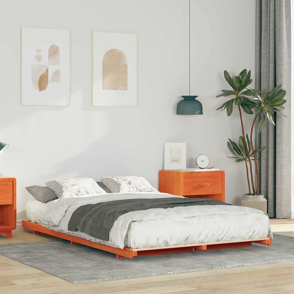 Cadre de lit Brun cire 120 x 190 cm Pin massif - XIOS