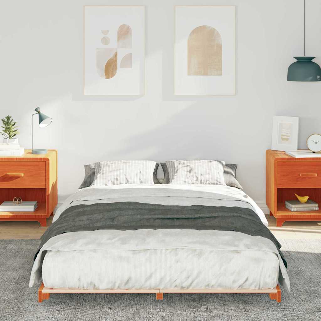 Cadre de lit Brun cire 120 x 190 cm Pin massif - XIOS